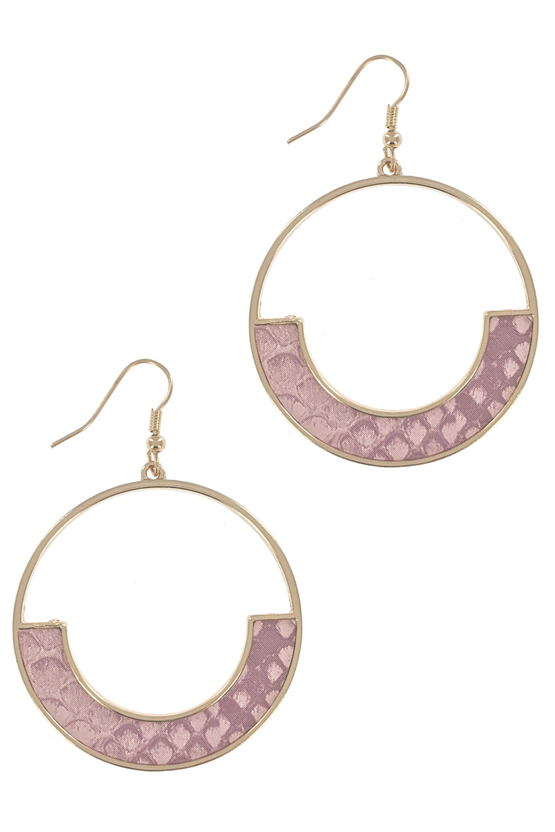 Pink Animal Print Gold Hoop Earrings
