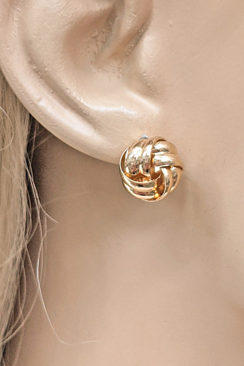 3-Pair Gold Knot Stud Earrings