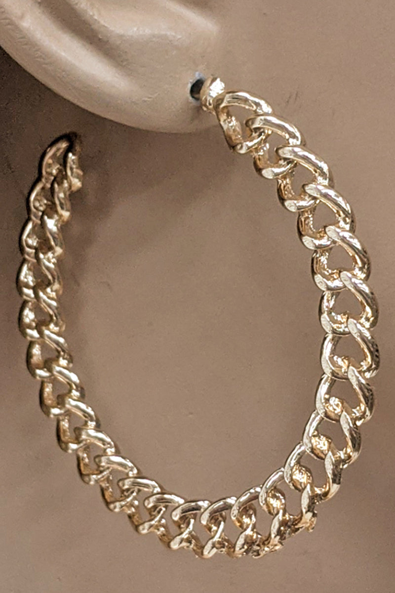 Gold Chain Open Hoop Earring