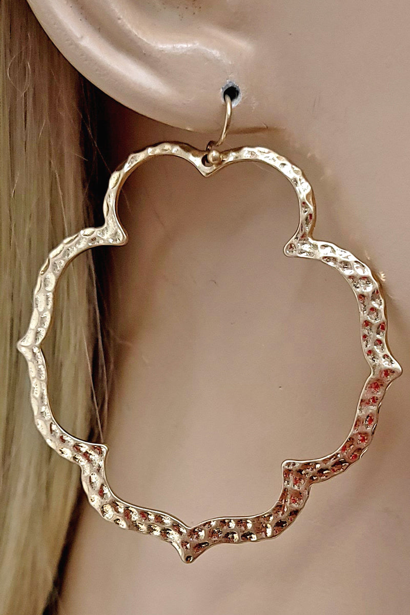Worn Gold Textured Hoop Earring