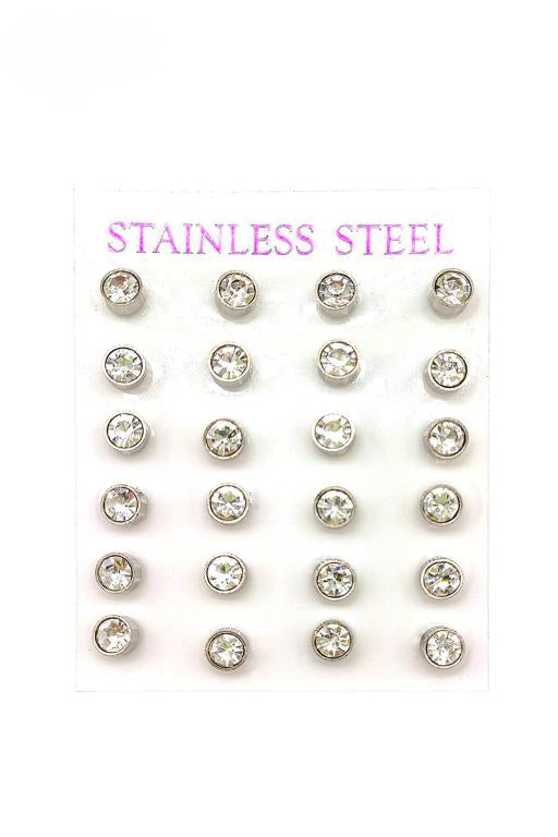 Silver Stainless Steel 6mm Stud Earrings