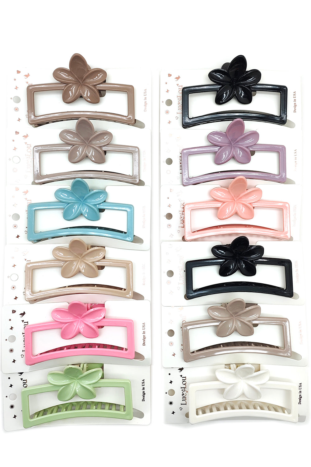 Plumeria Rectangular Hair Claw Clip