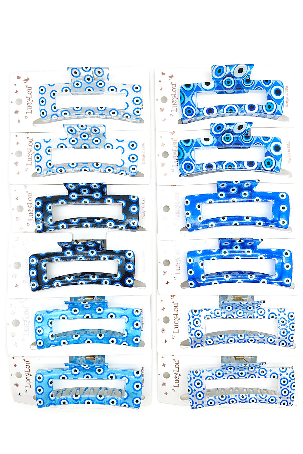 Rectangular Evil Eye Design Hair Claw Clip