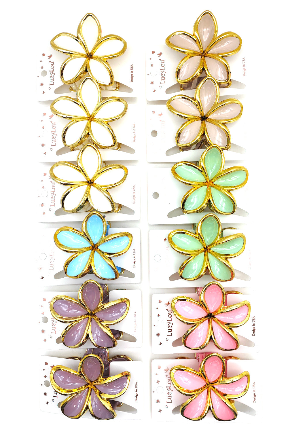 Plumeria Design Hair Claw Clips