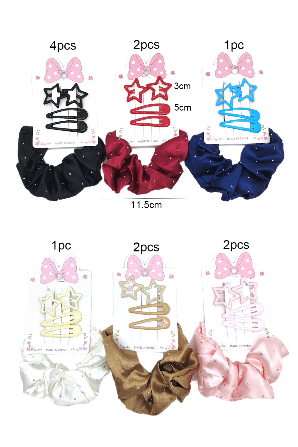 5 piece Hair Snap Clips & Scrunchie