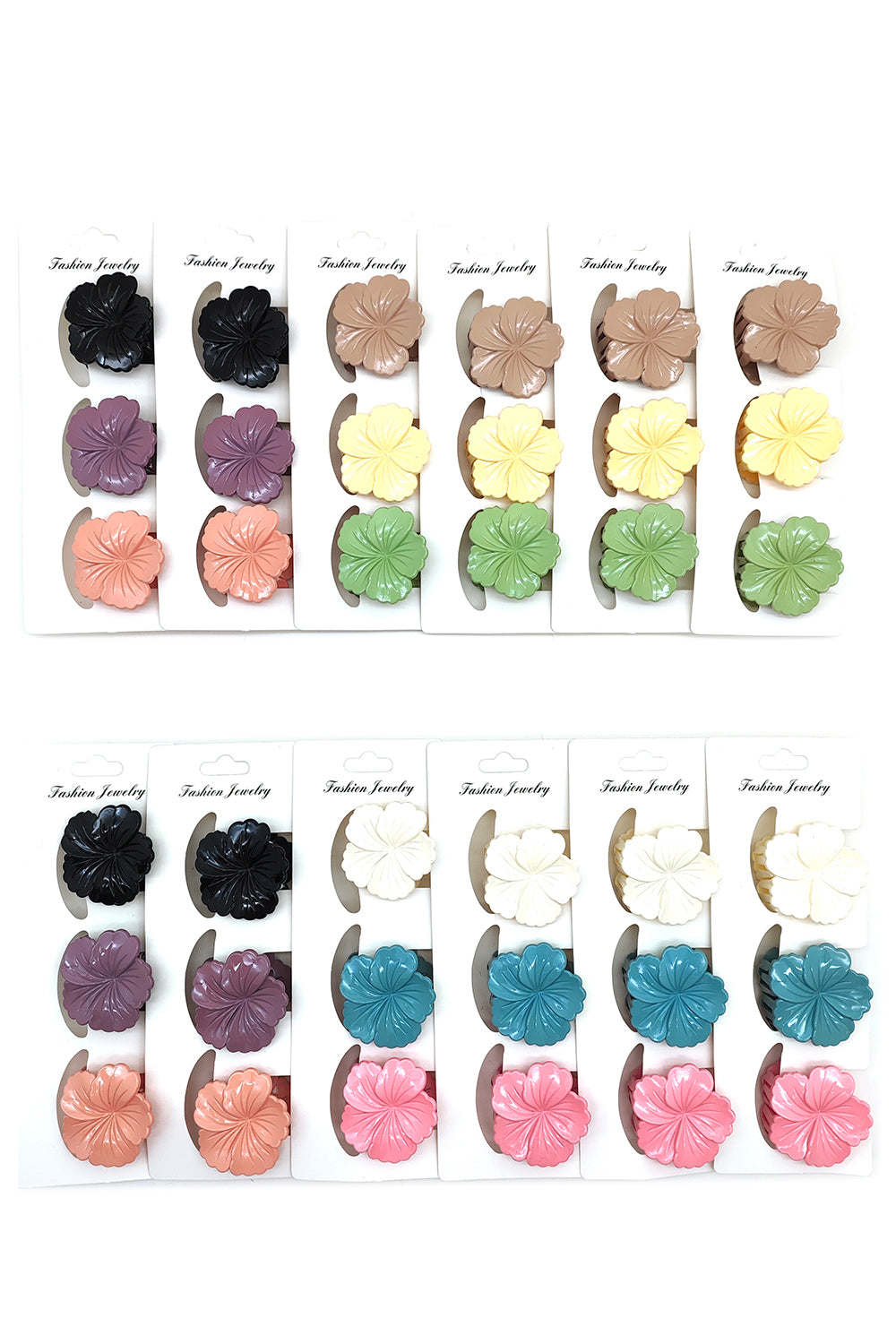 3-pair Flower Design Hair Clips
