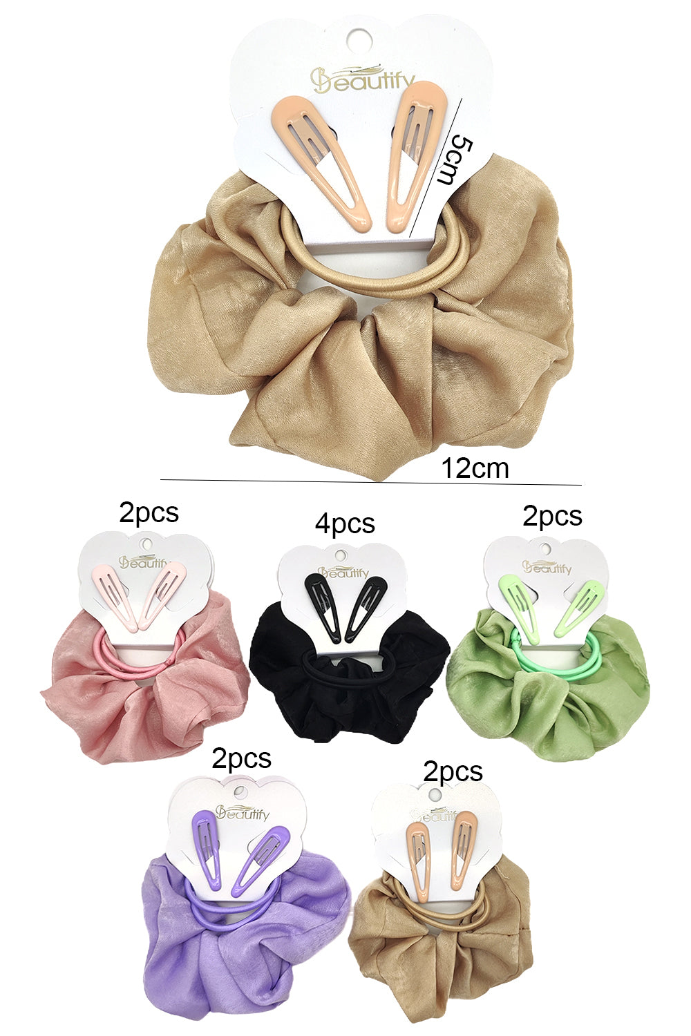 5-piece Scrunchie & Hair Snap Pins Set