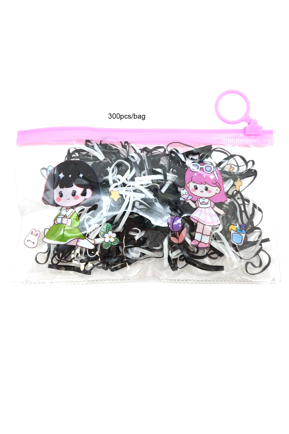 Black & White Hair Rubber Band Ties