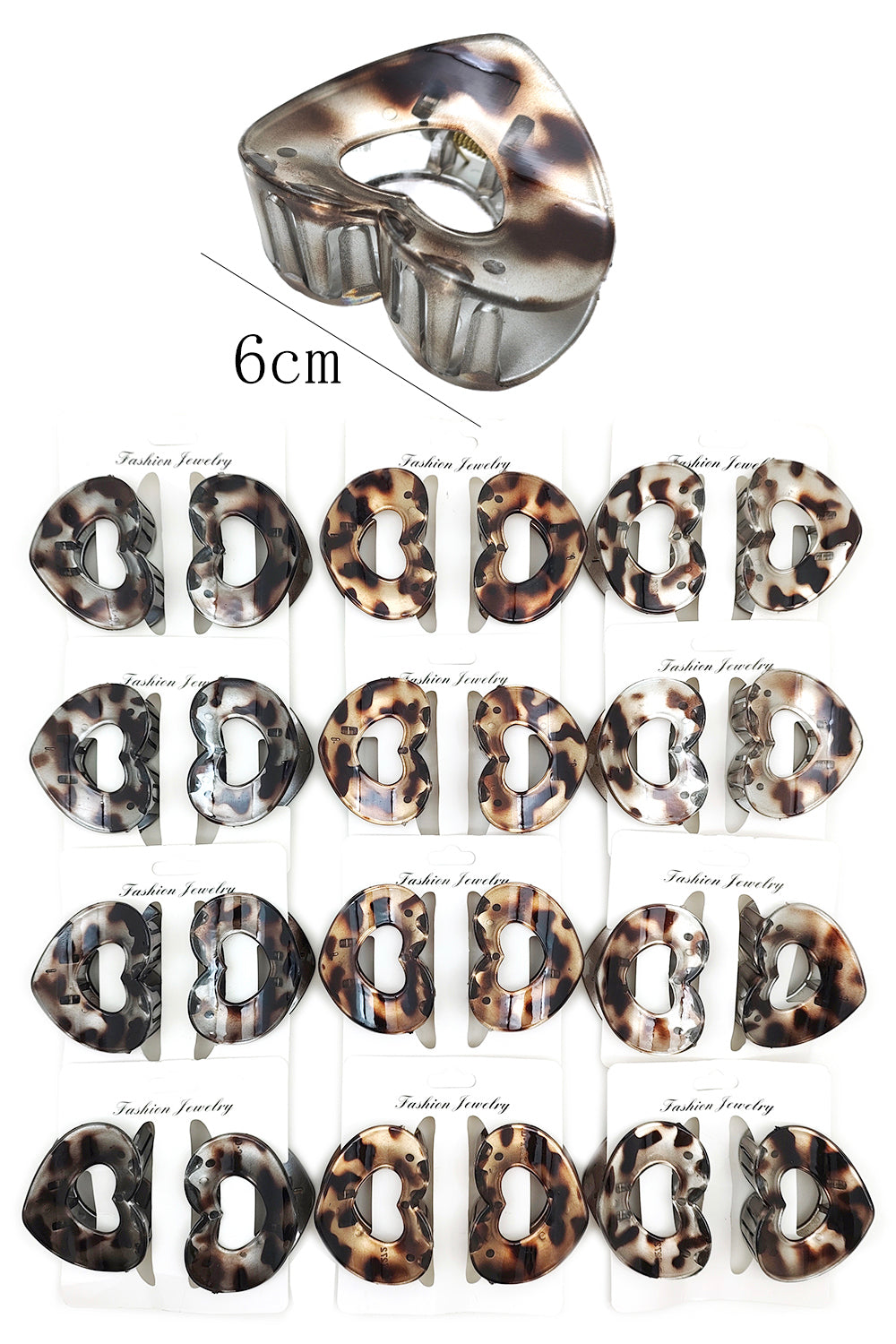 Tortoise Heart Shape Hair Claw Clips