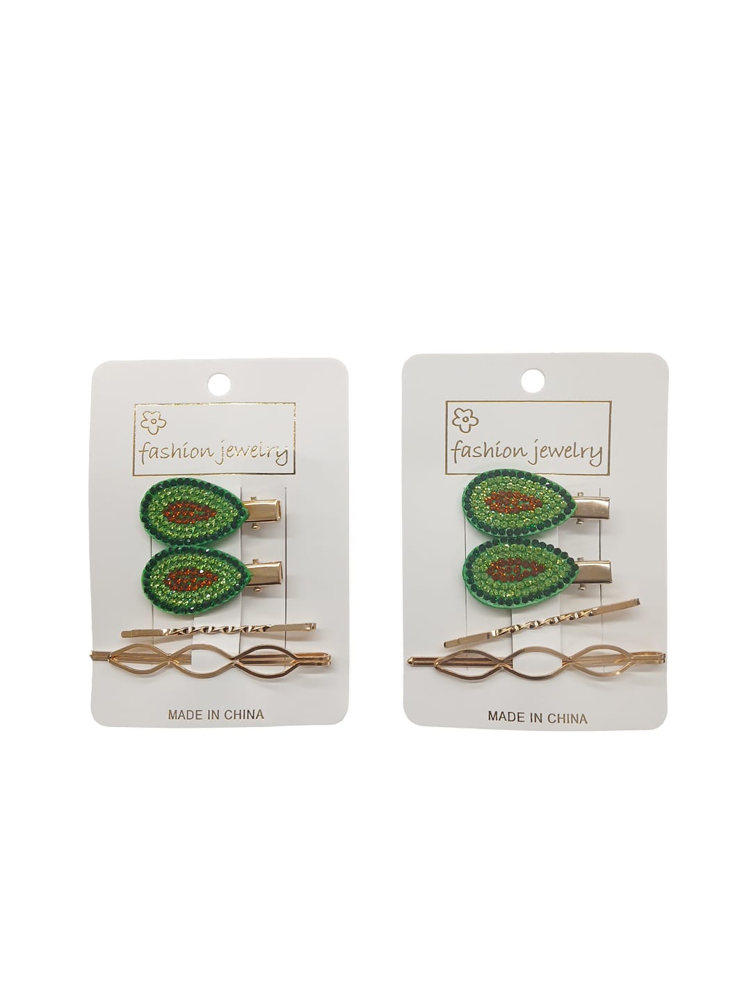 Rhinestones Avocado Design Hair Clip