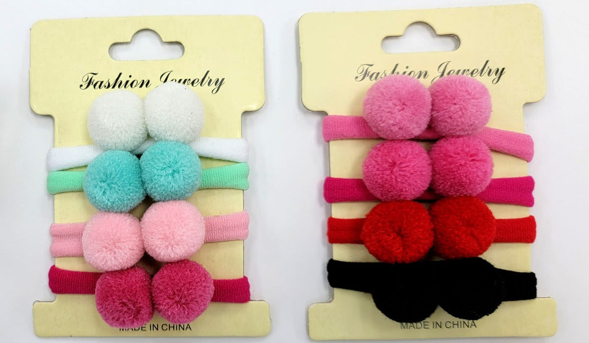Fuzzy Pompom Hair Ties