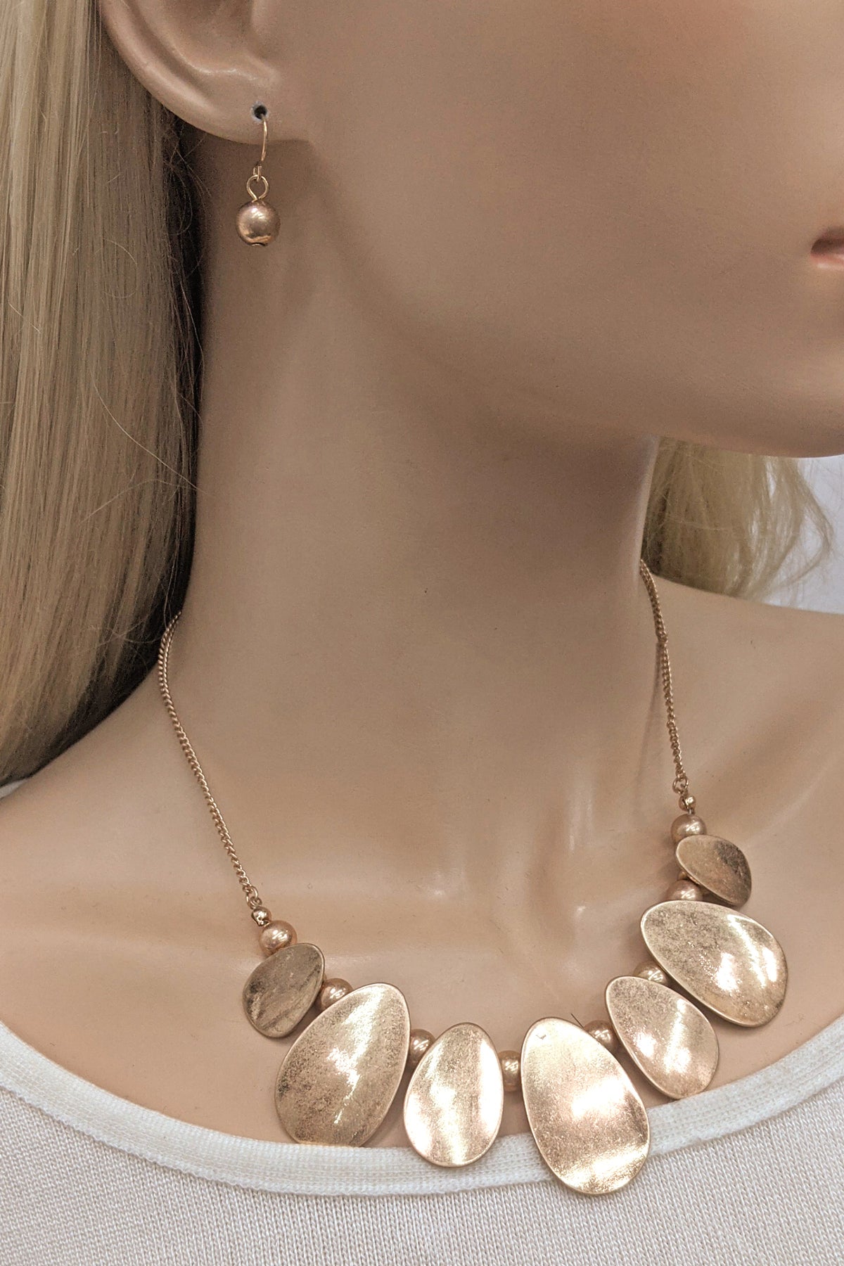 Worn Gold Metal Necklace Set
