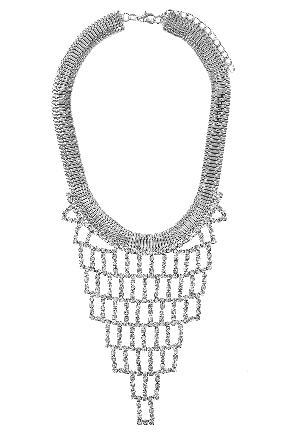 Silver Rhinestone Necklace Set