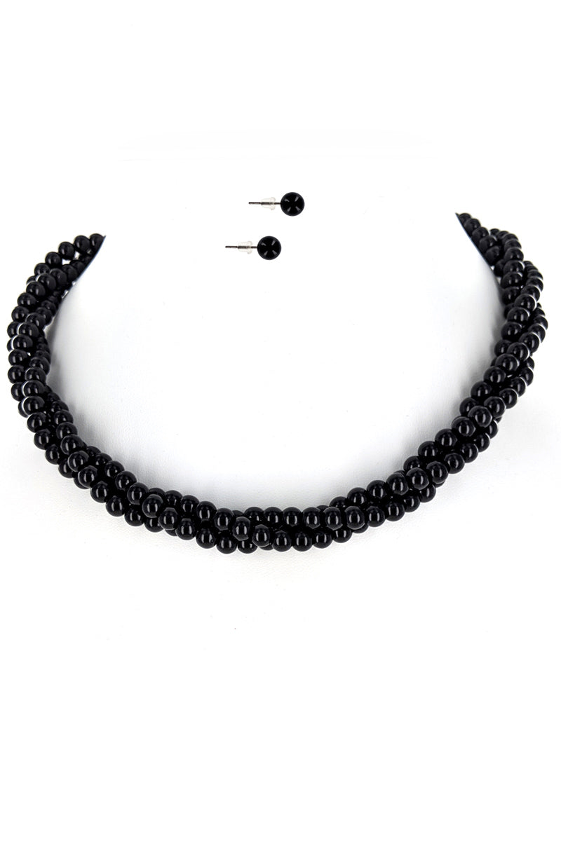Black Multi-Twist Pear Necklace Set
