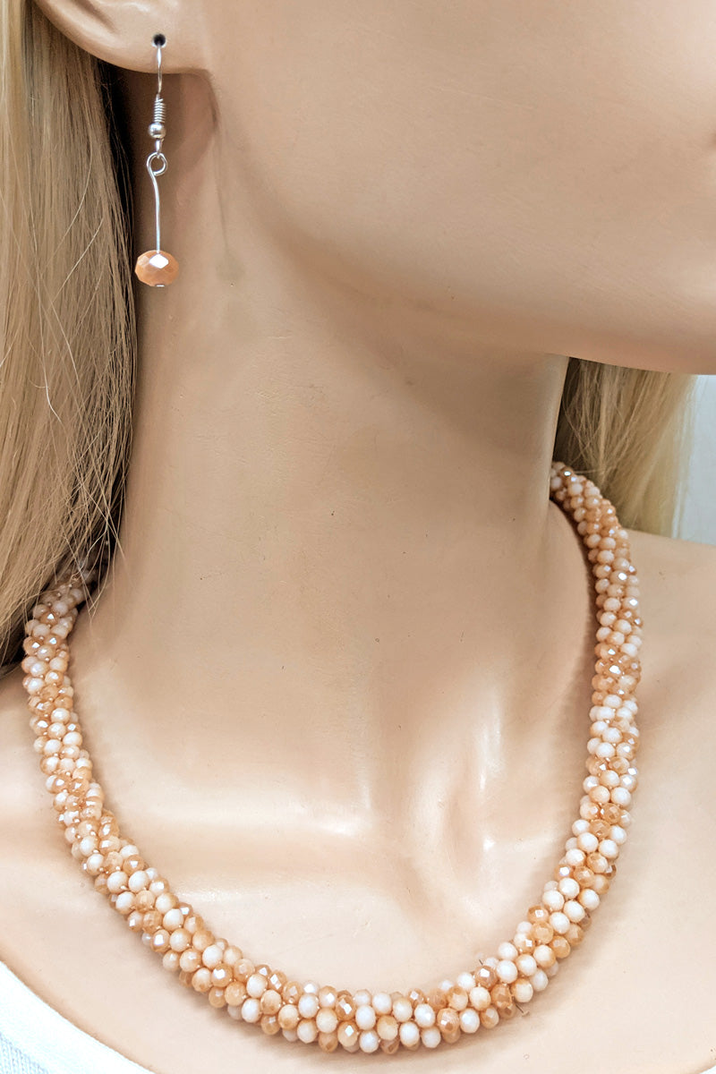 Beige Beaded Necklace Set
