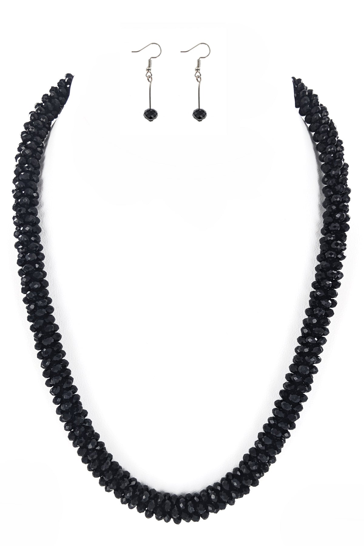 Black Beaded Necklace Set