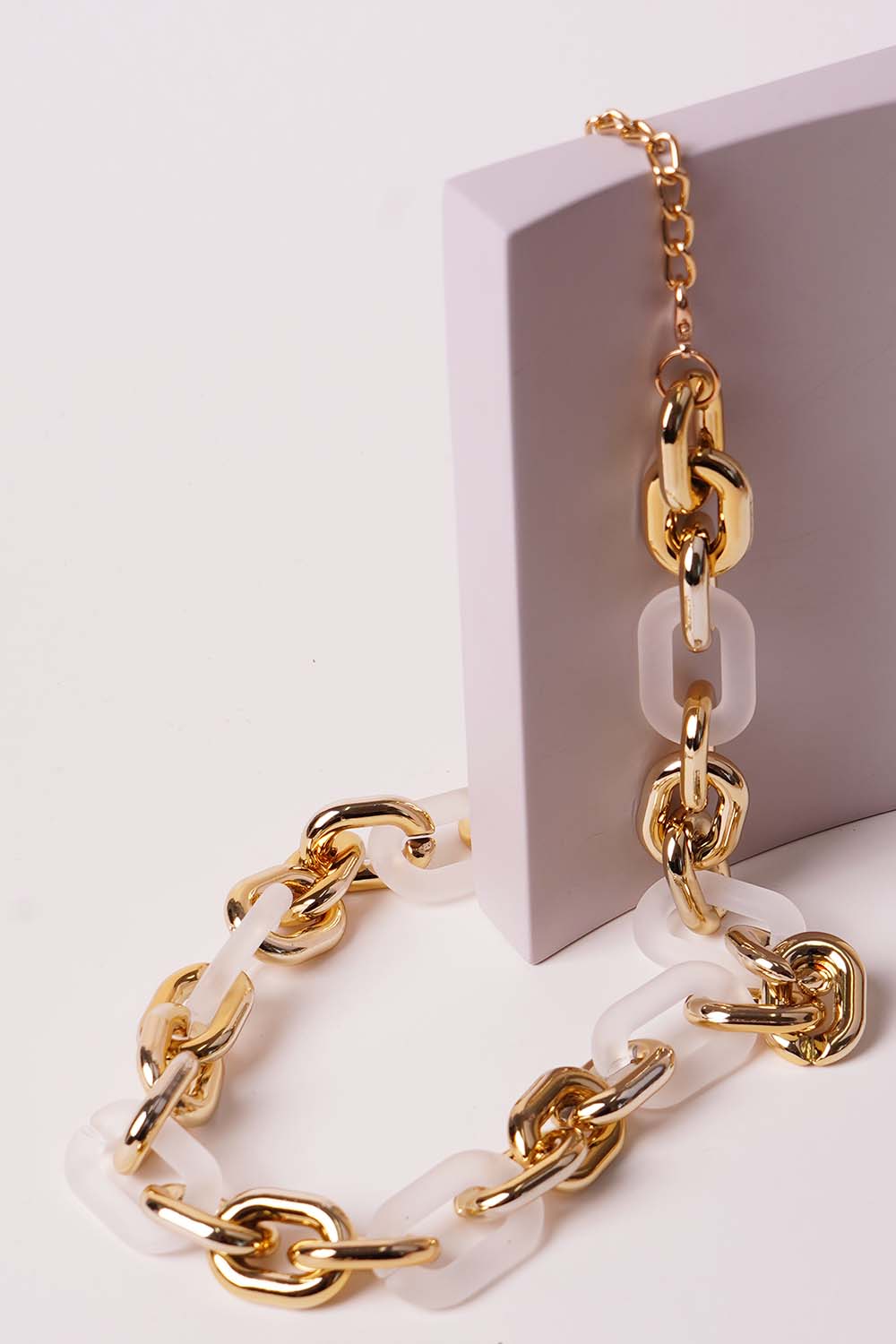 Gold-Clear Link Chain Necklace