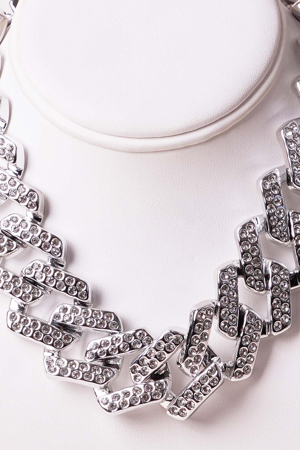 Silver Link Chain Rhinestone Necklace