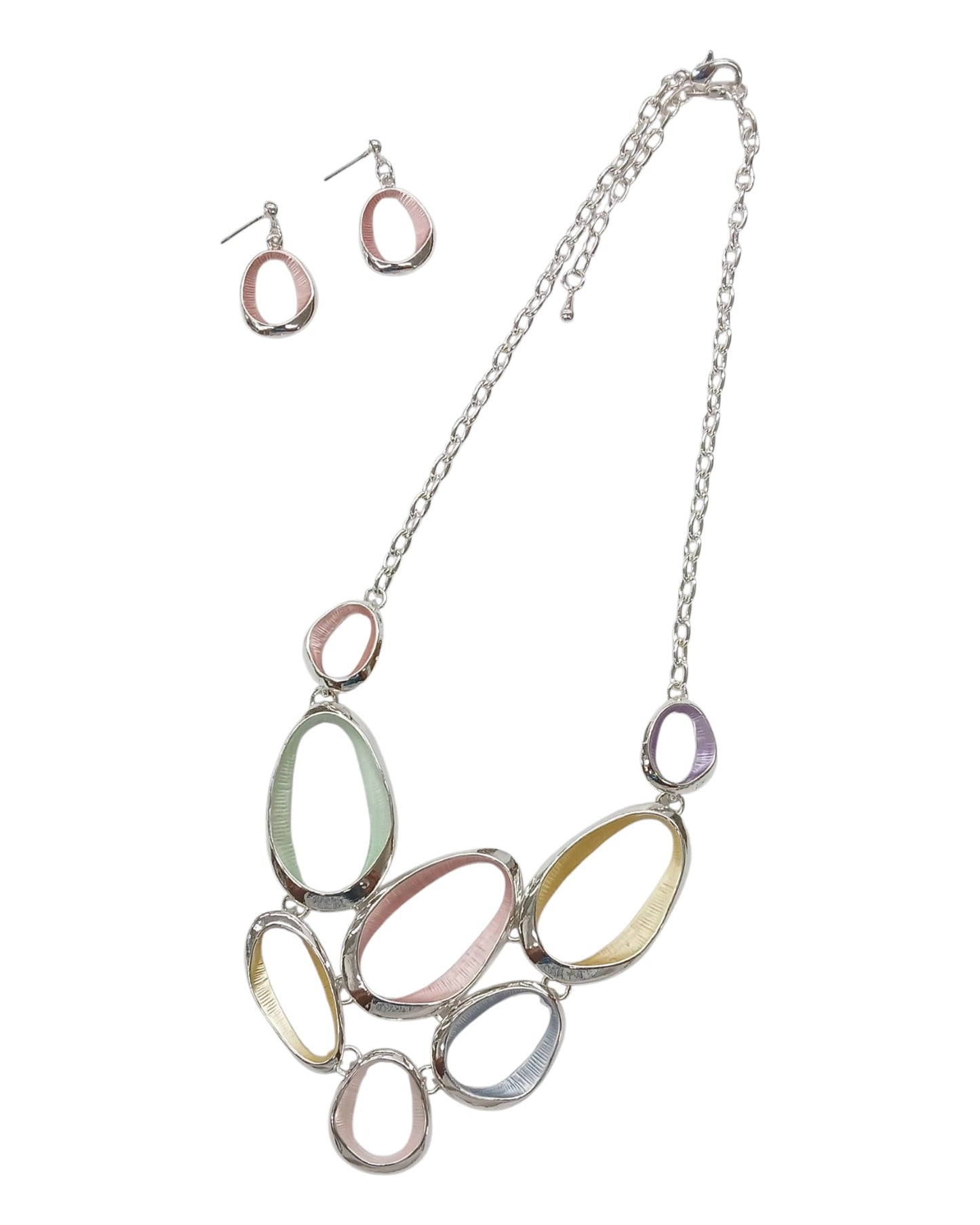Multi-Color Metal Statement Necklace Set