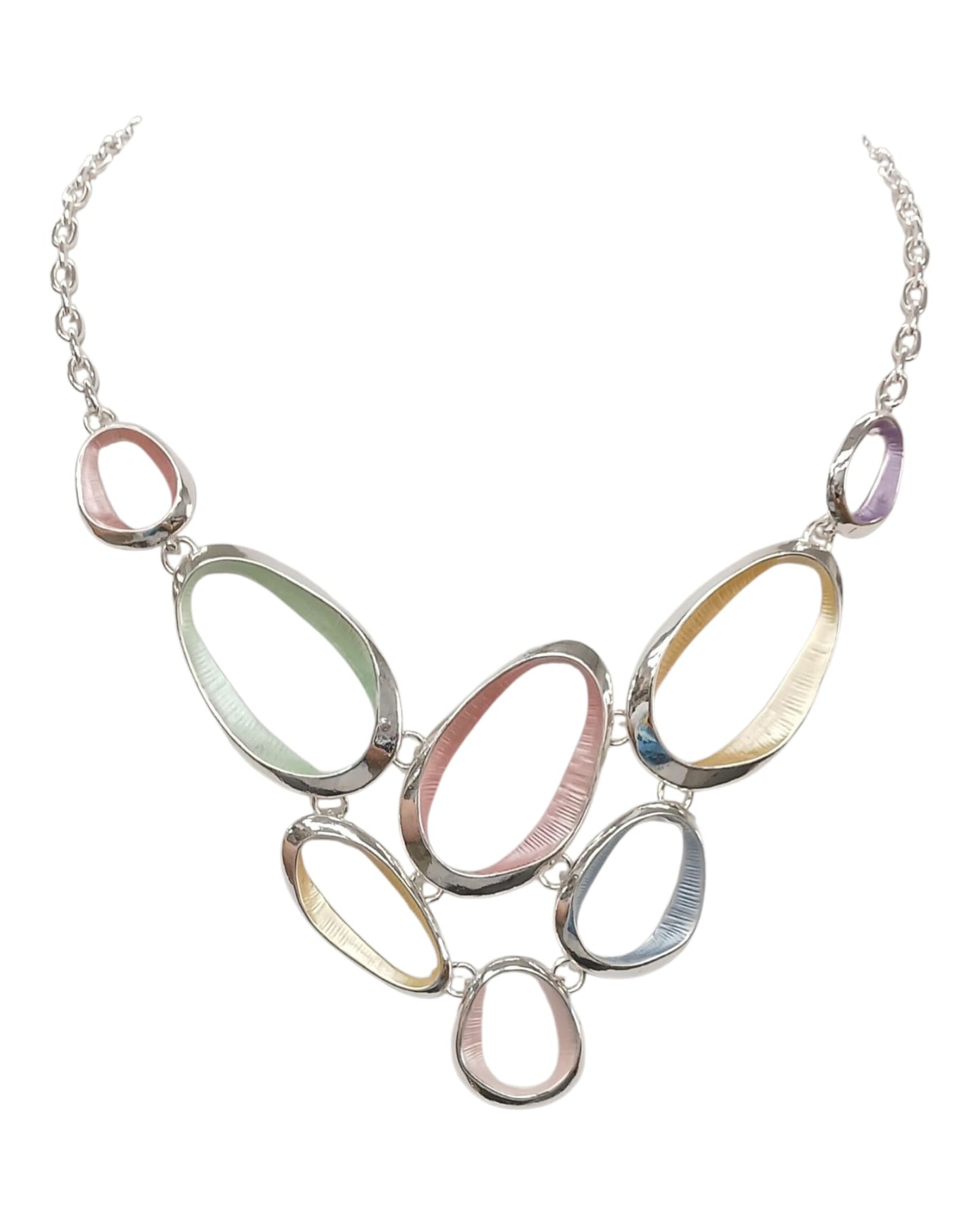 Multi-Color Metal Statement Necklace Set