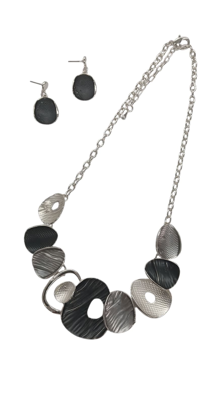 Black Abstract Metal Necklace Set