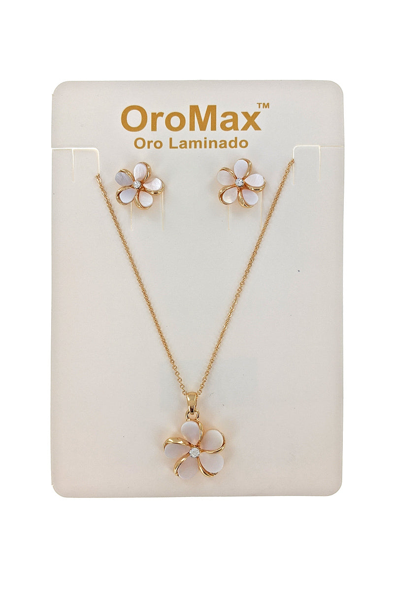 Flower Gold Dipped Necklace Set