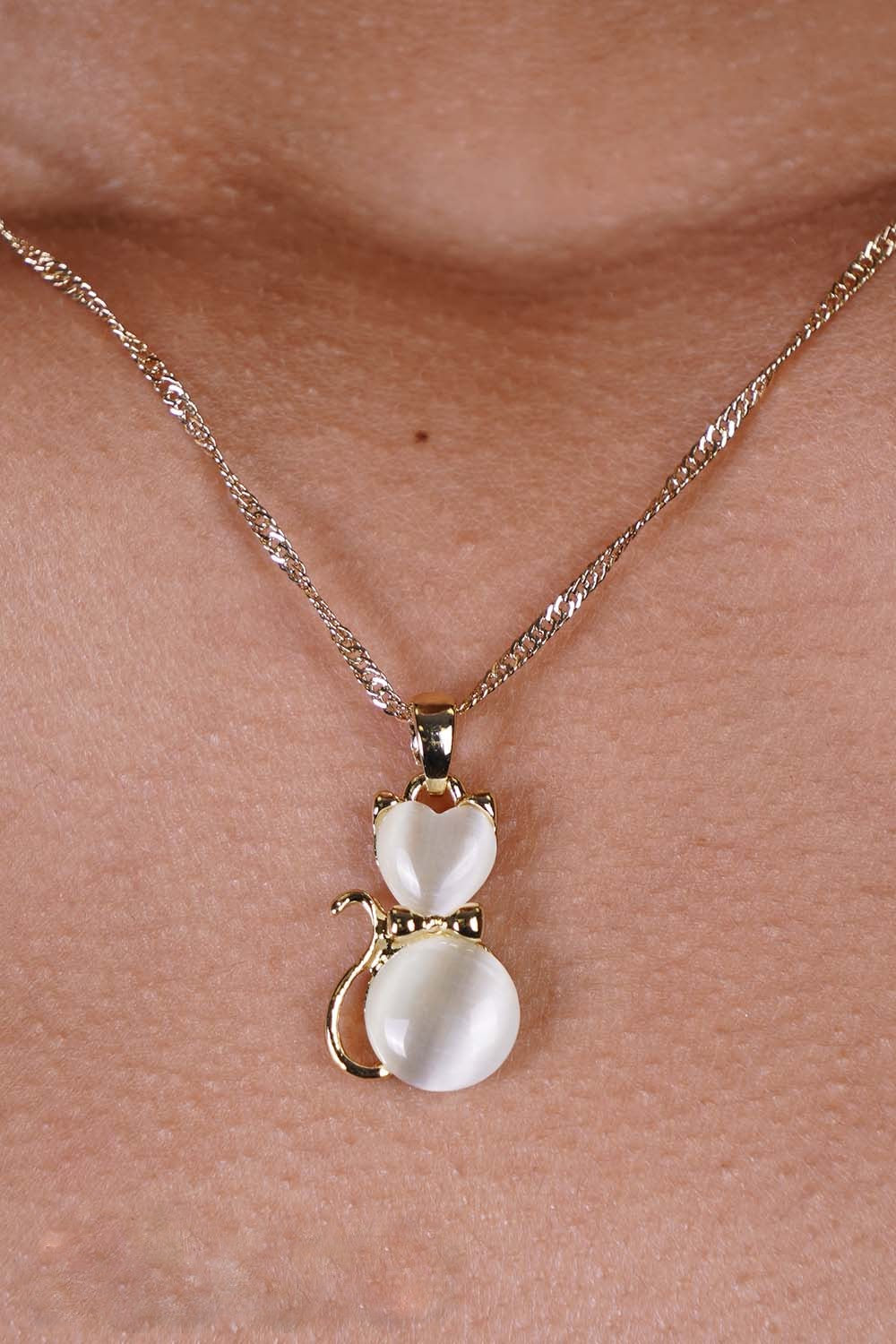 Opal Cat Gold Dipped Necklace Set