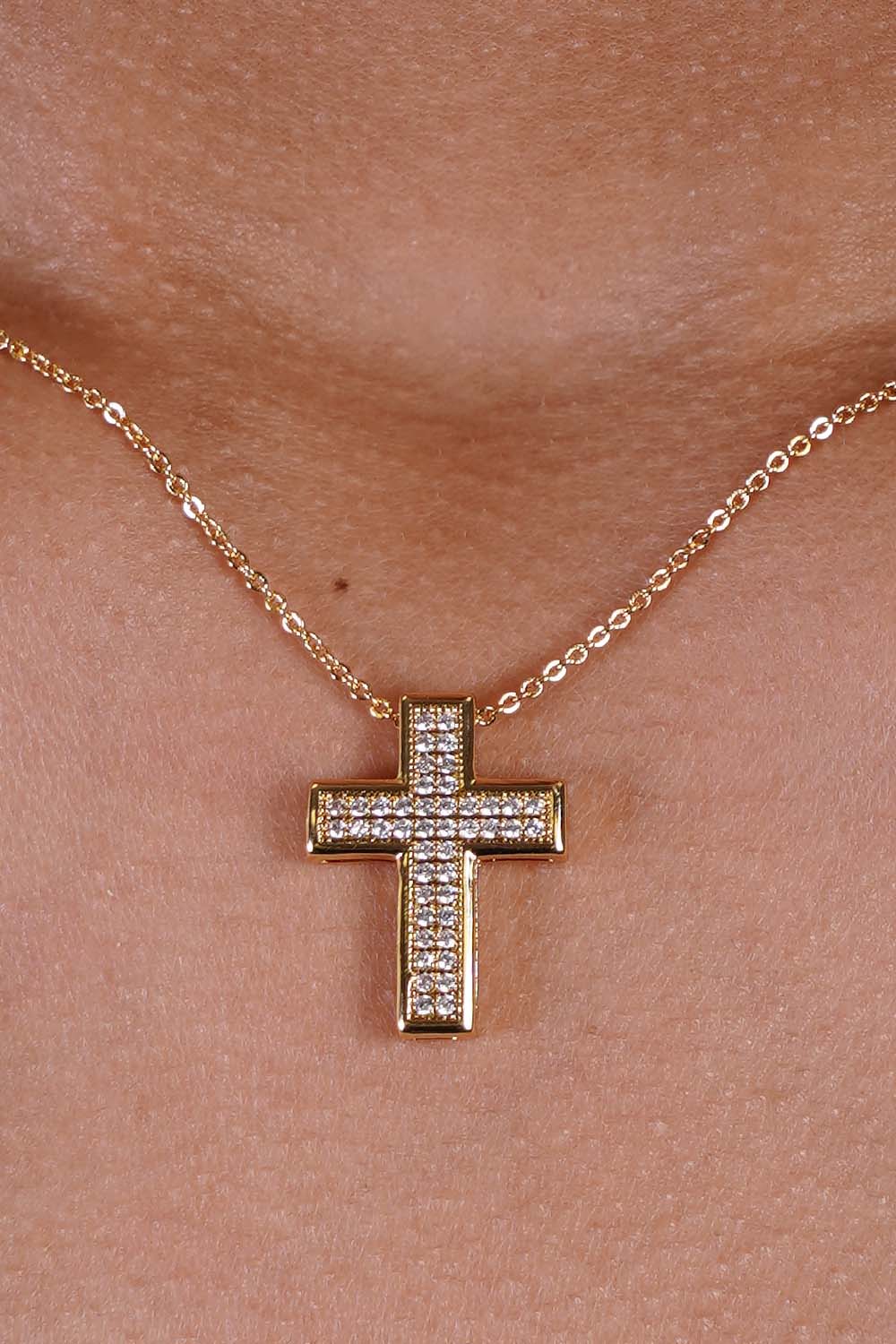 Cross Gold Dipped Pendant Necklace