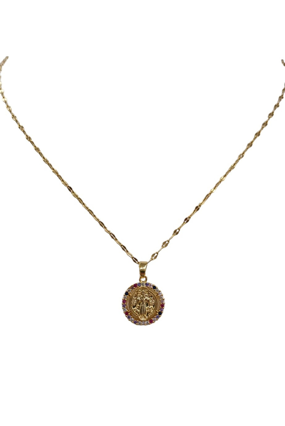 Multi-color Gold Dipped Religious Pendant Necklace