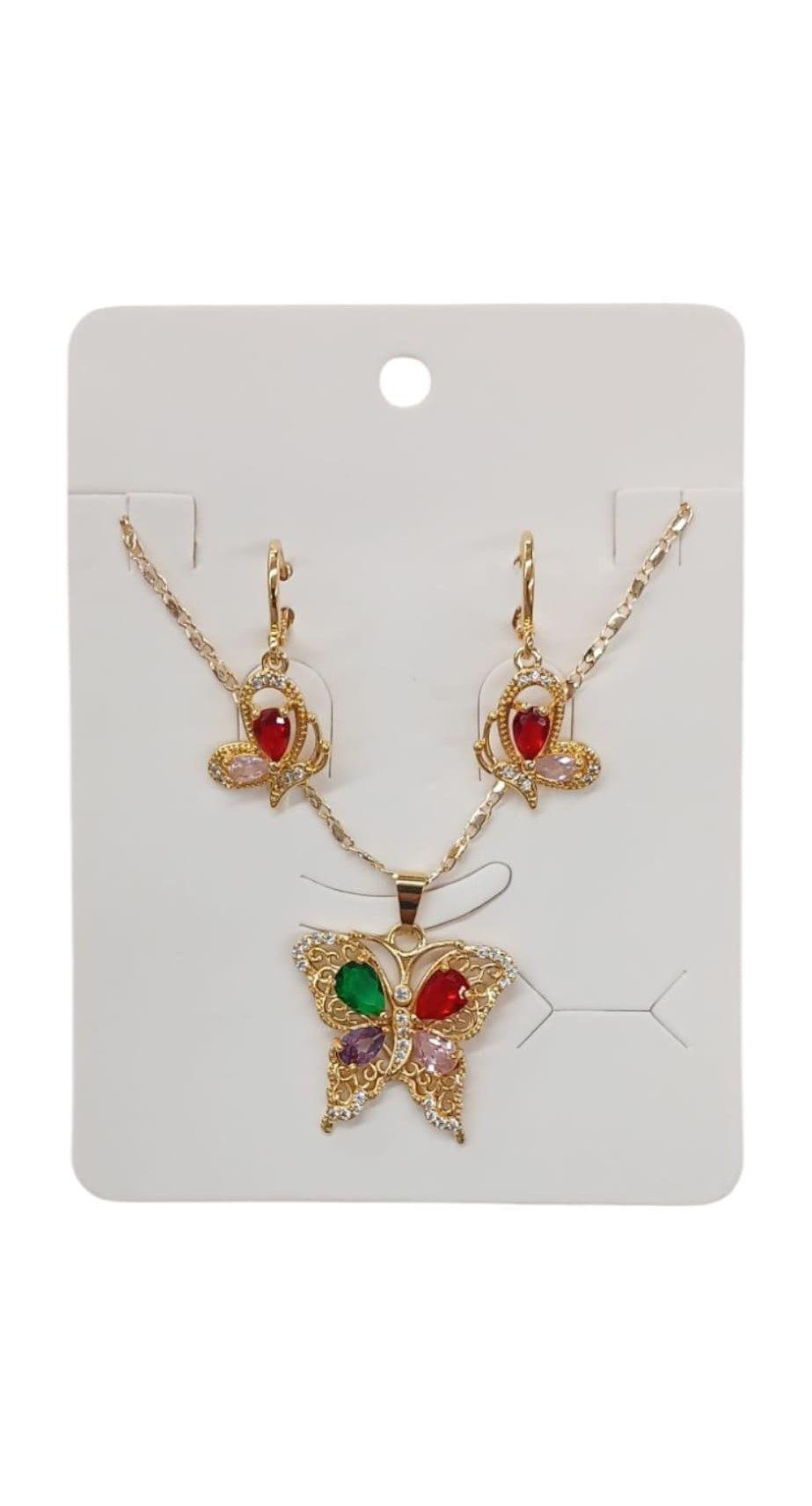 Multi-Color Gold Dipped Butterfly Necklace Set
