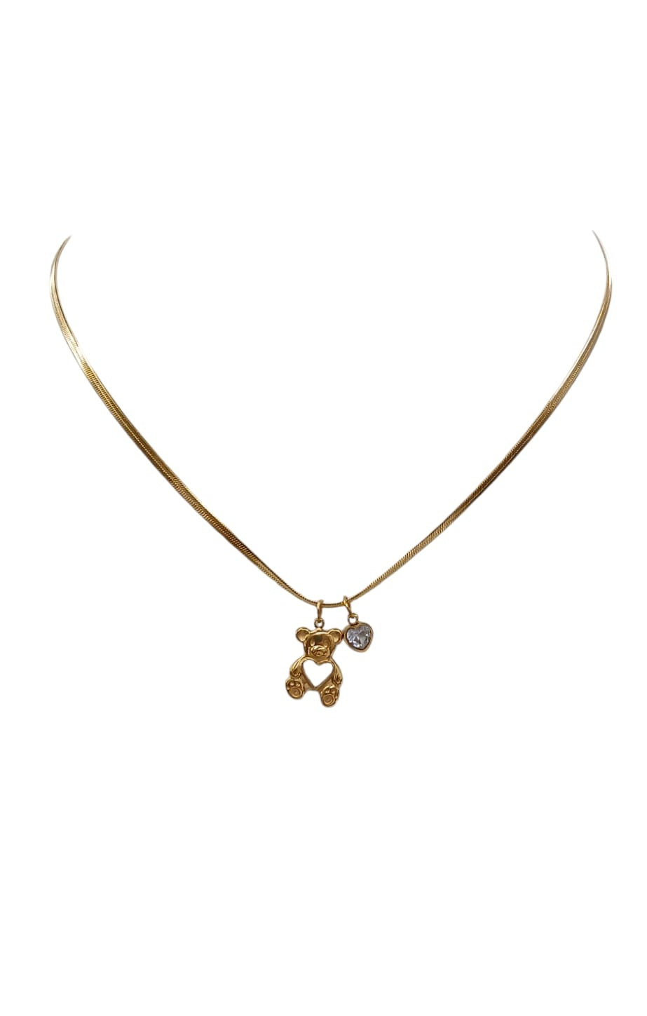 Stainless Steel Teddy Bear Pendant Necklace