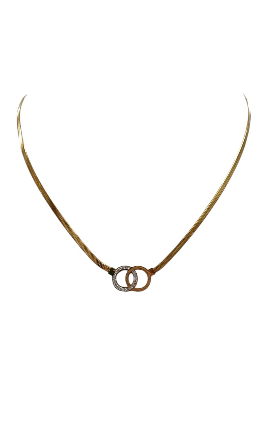 Stainless Steel Interlocking Circles Pendant Necklace