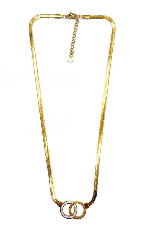 Stainless Steel Interlocking Circles Pendant Necklace