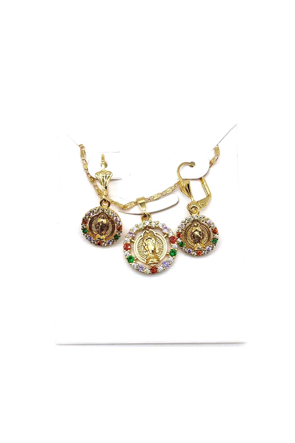 Multi-Color Gold Dipped Religious Necklace Set