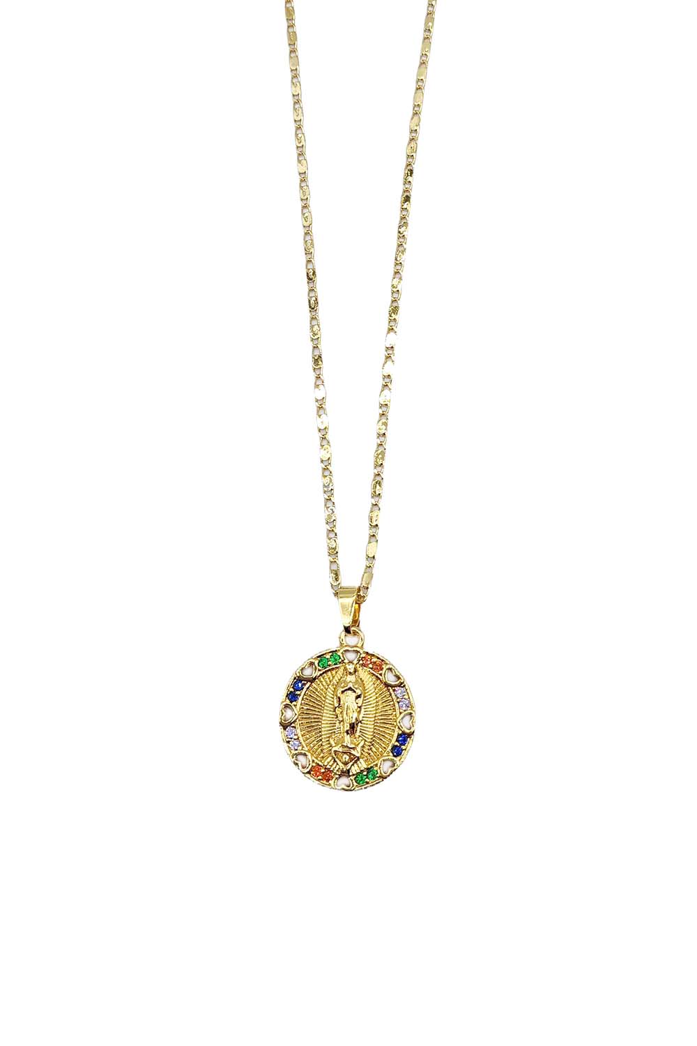 Multi-Color Gold Dipped Religious Pendant Necklace