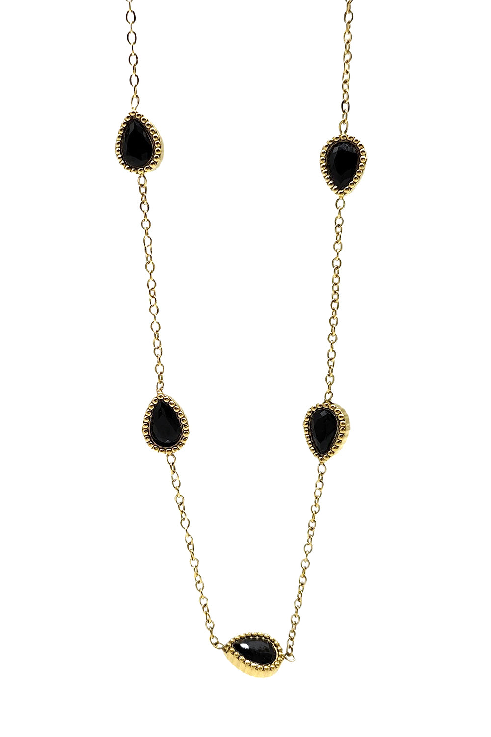 Black Teardrops Design Stainless Steel Necklace