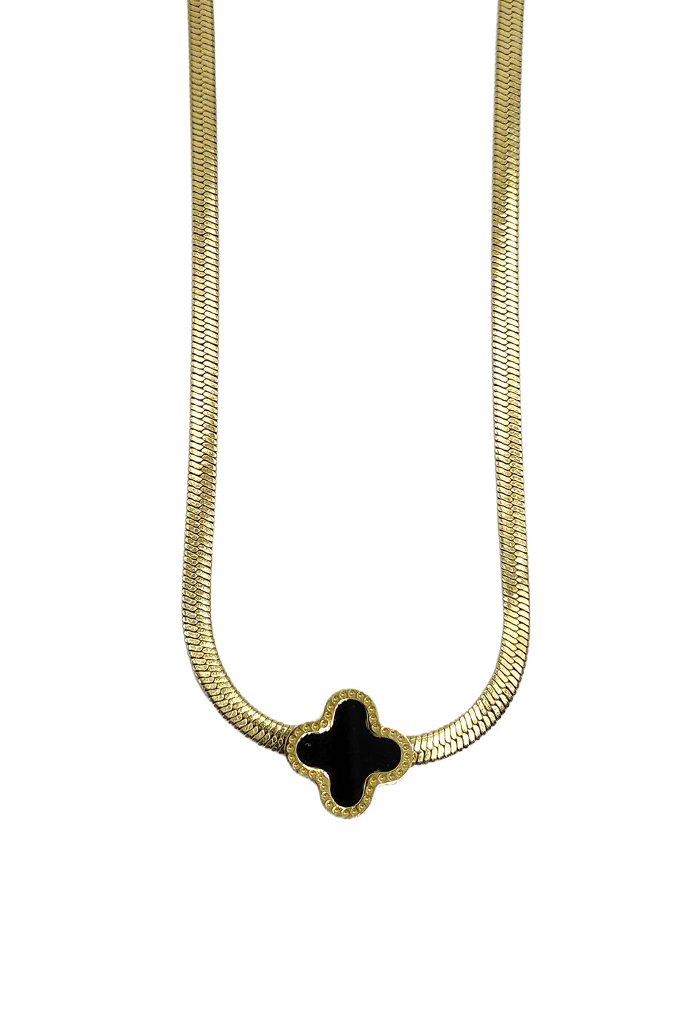 Black Clover Design Stainless Steel Necklace