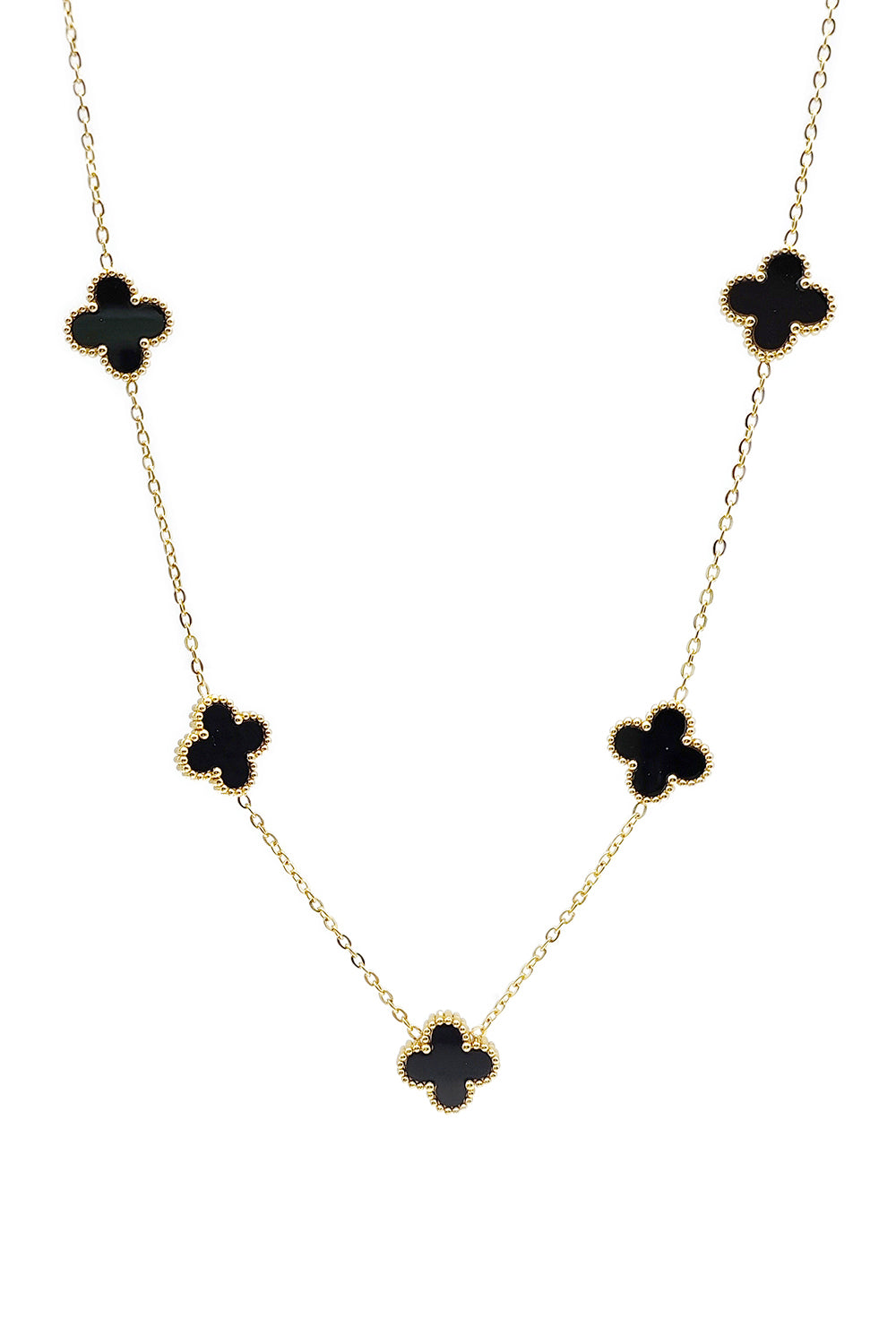 Black Flower Design Stainless Steel Necklace