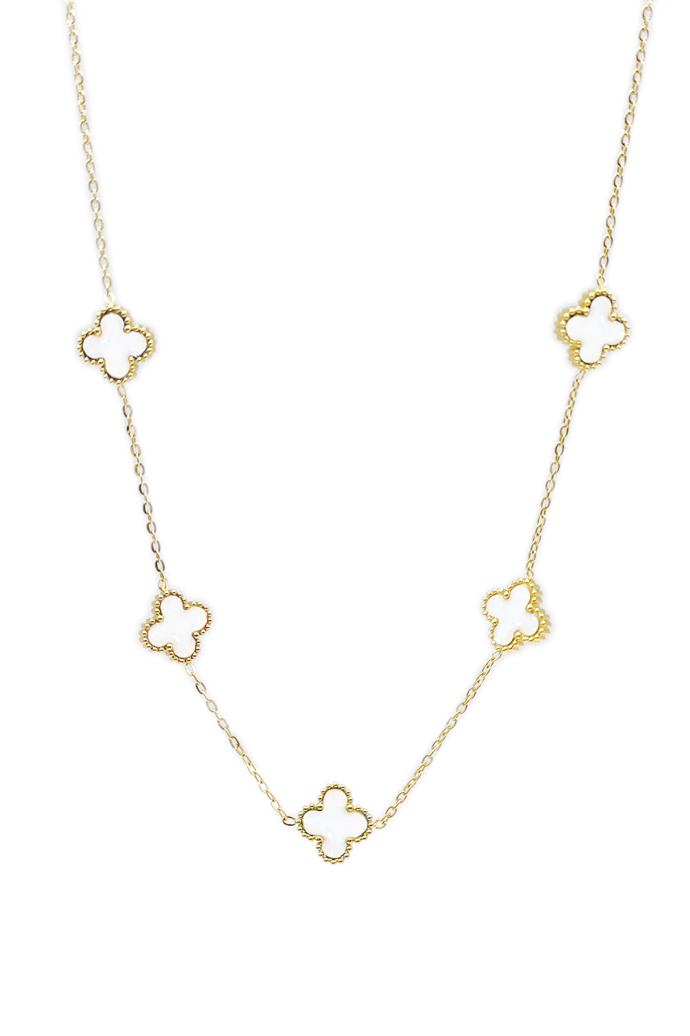 White Flower Design Stainless Steel Necklace