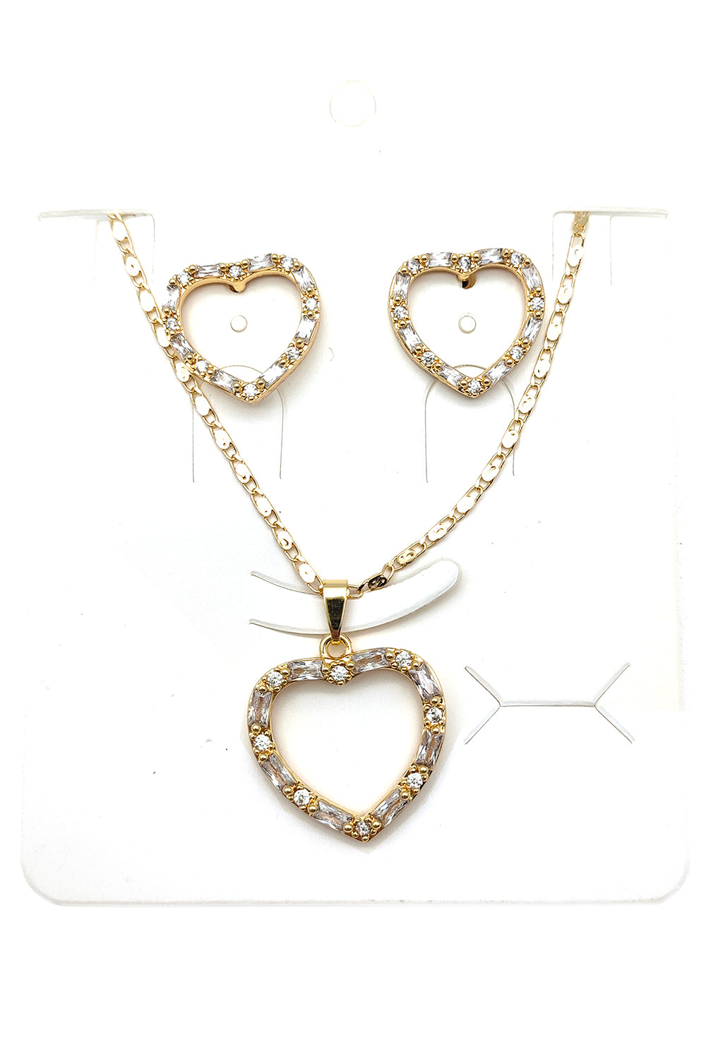 Heart Design Rhinestone Pendant Necklace Set