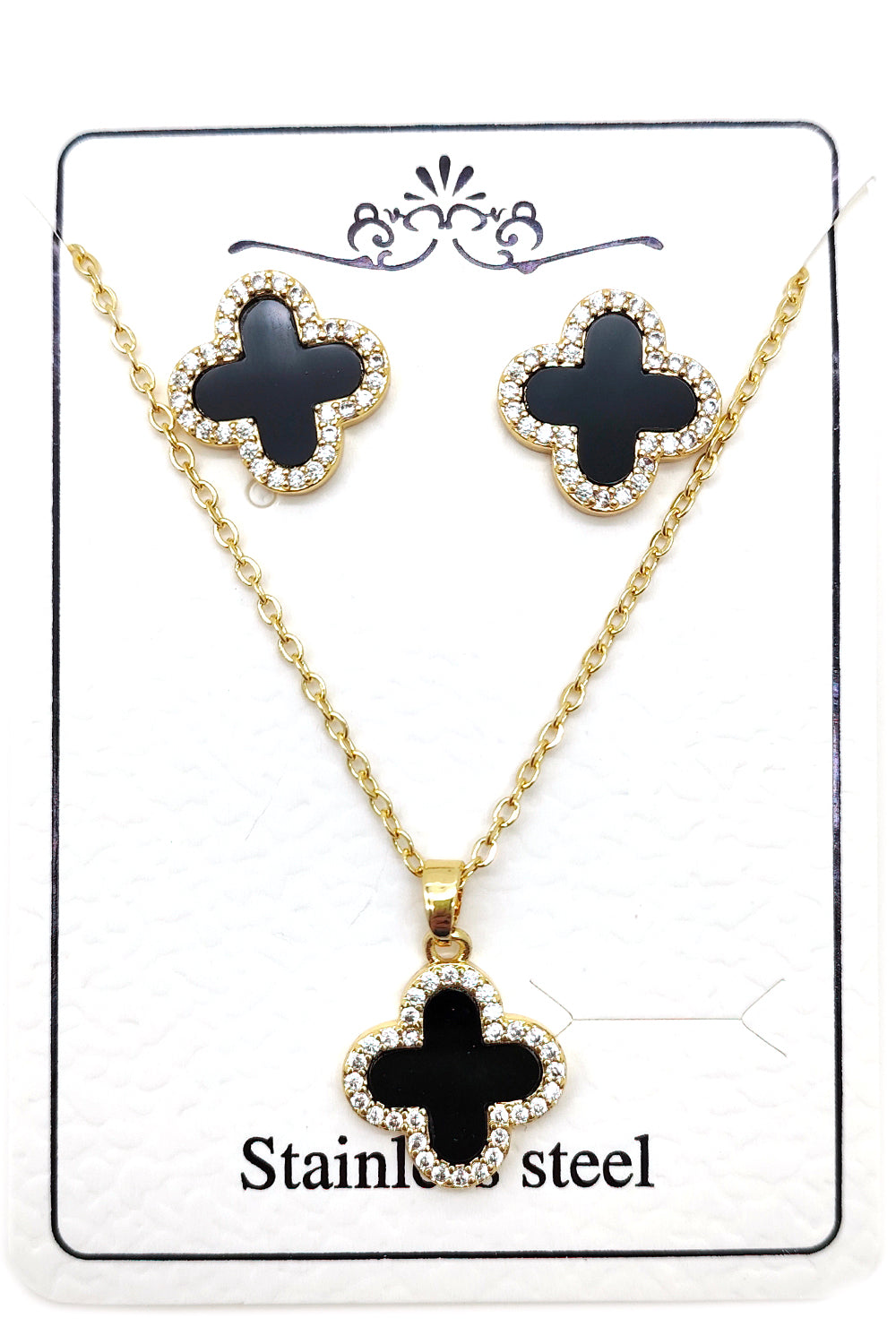 Black Clover Stainless Steel Necklace Set