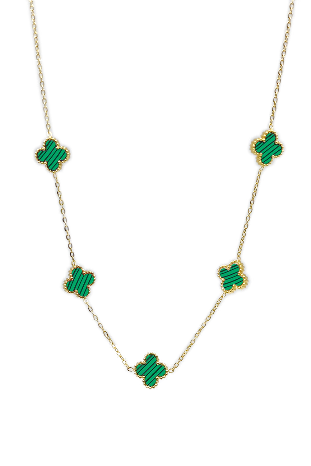 Green Flower Design Stainless Steel Necklace