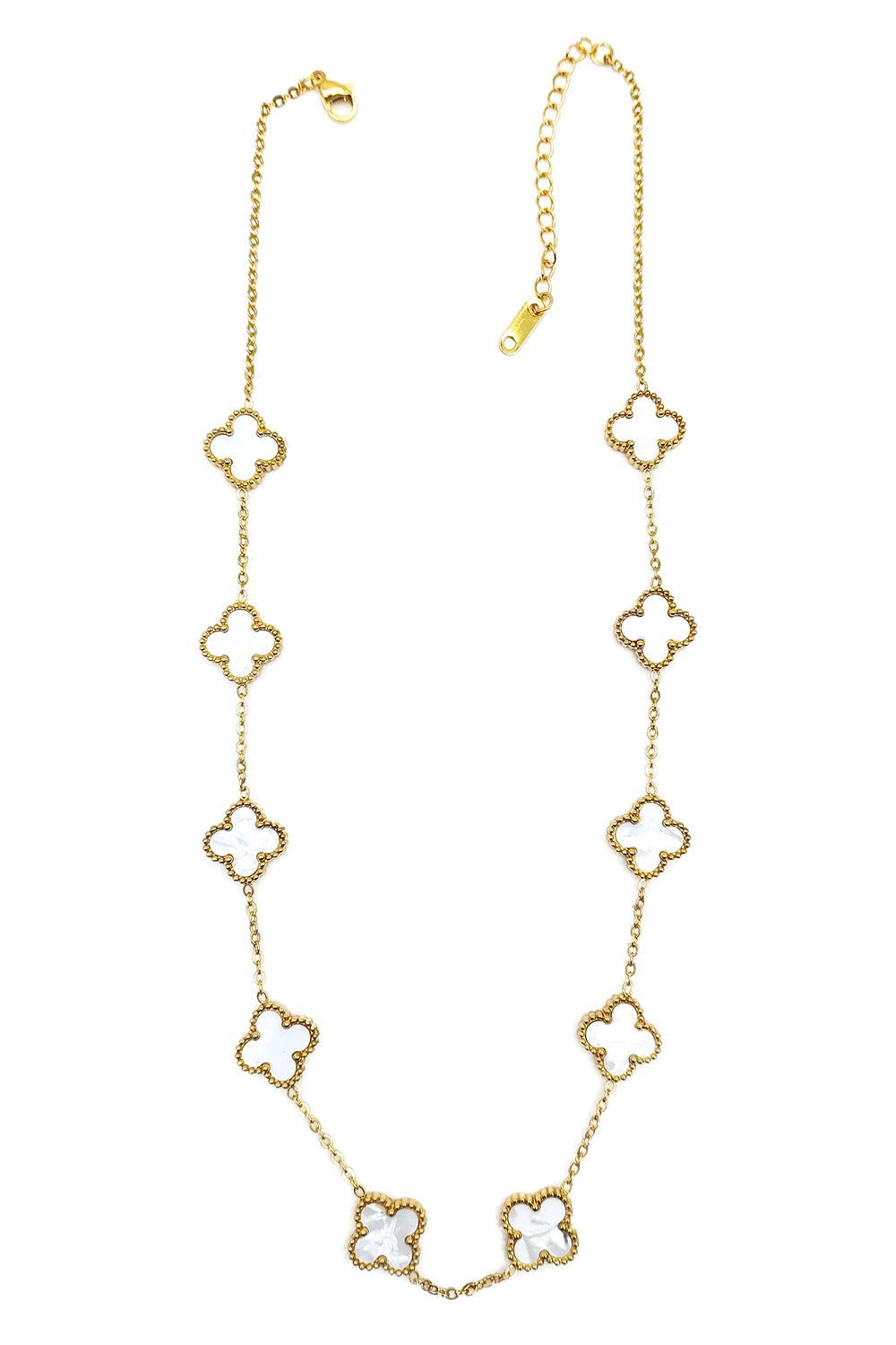 Stainless Steel White Clover Design Necklace