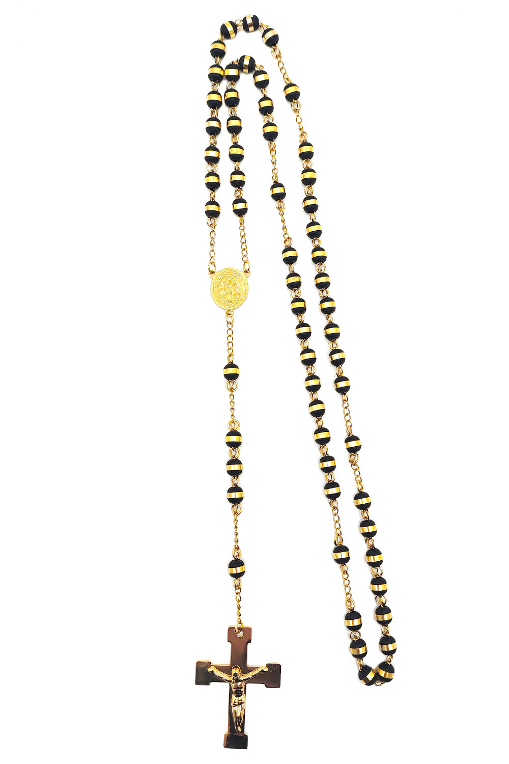 Gold/Black Stainless Steel Rosary