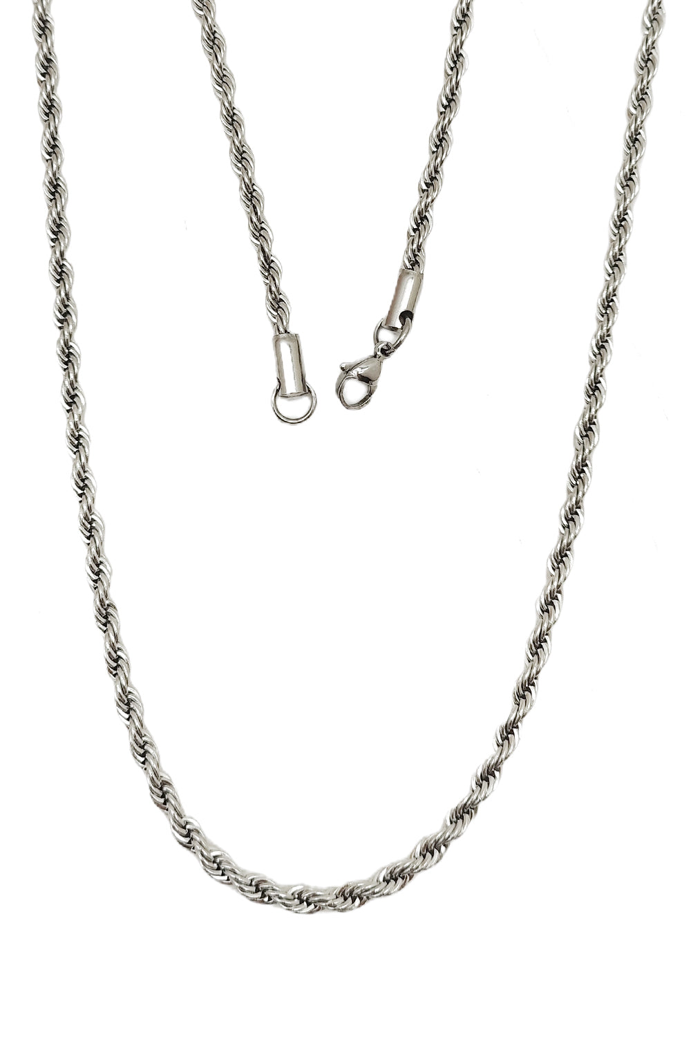 Silver Stainless Steel Rope Chain Necklace