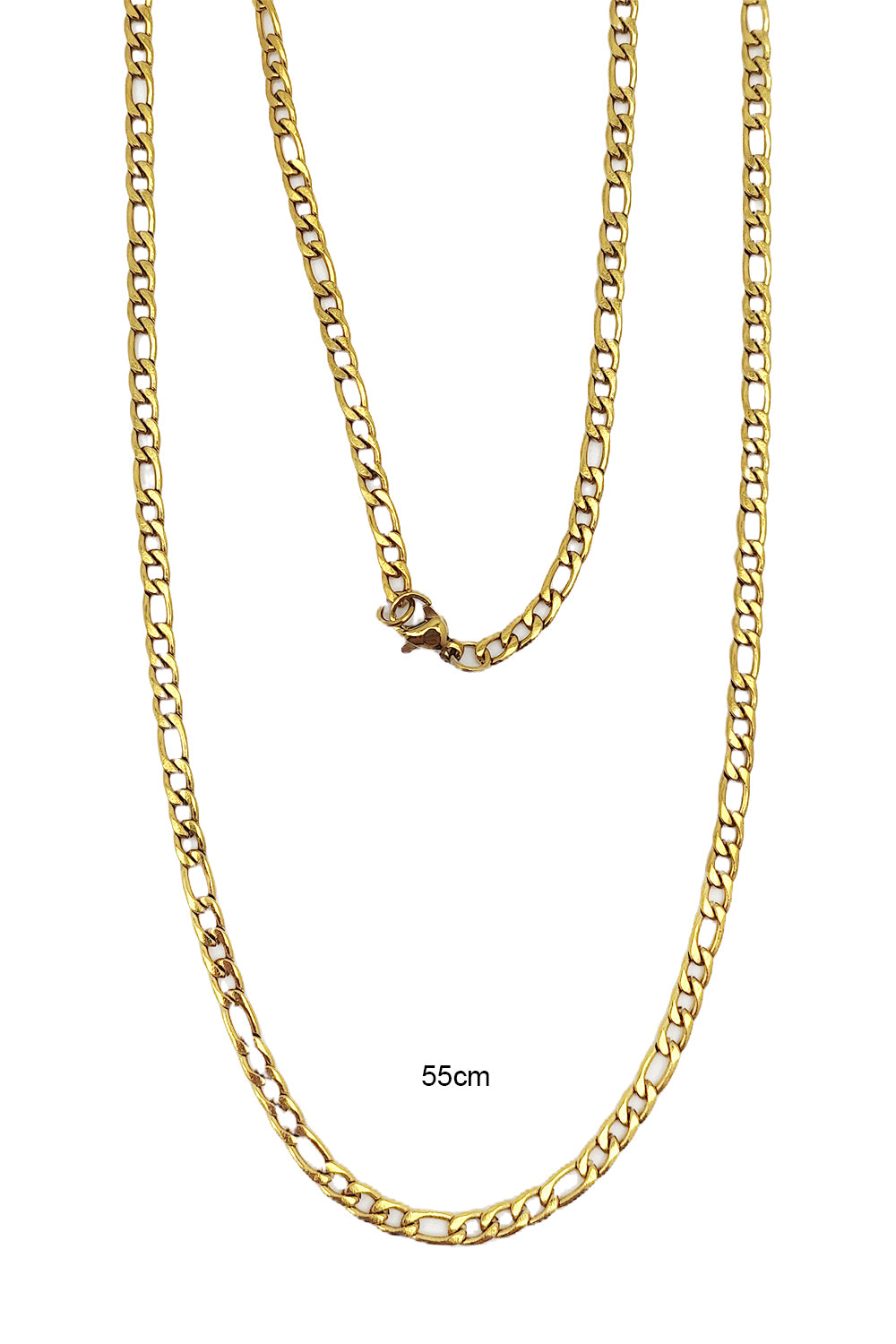Stainless Steel Gold 55cm Figaro Chain