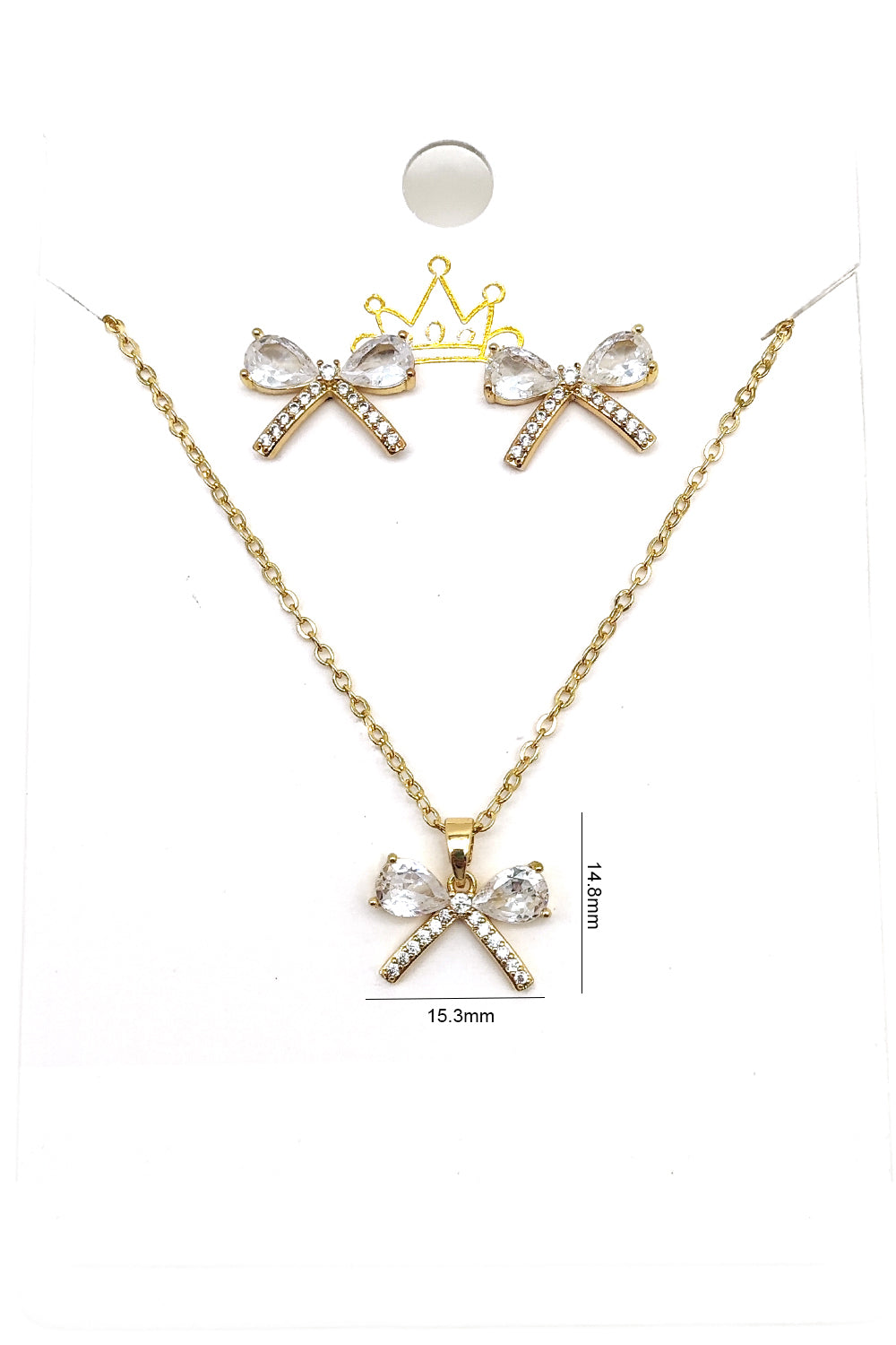 Gold Dipped Bow Design Pendant Set