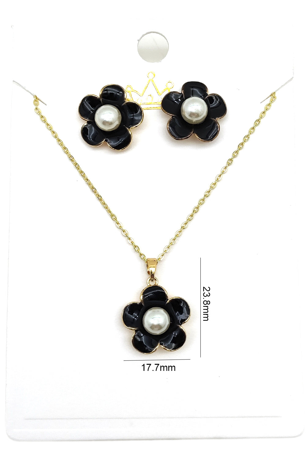 Gold Dipped Black Flower Pendant Set