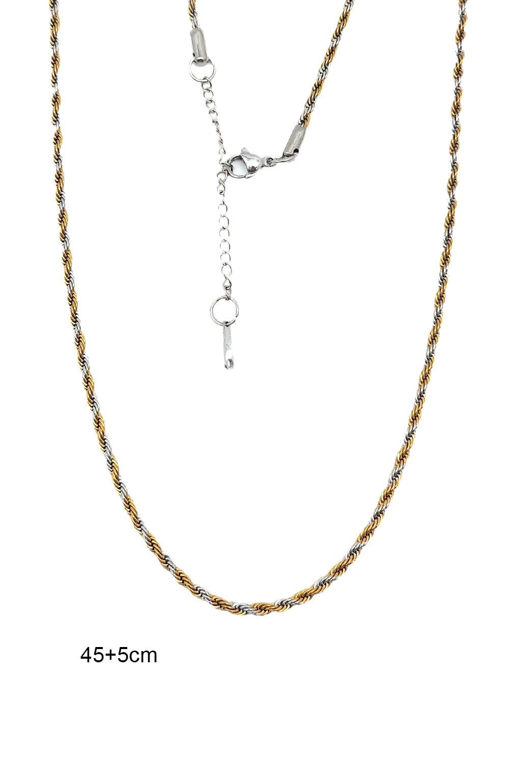 Stainless Steel Two-Tone 45cm Rope Chain