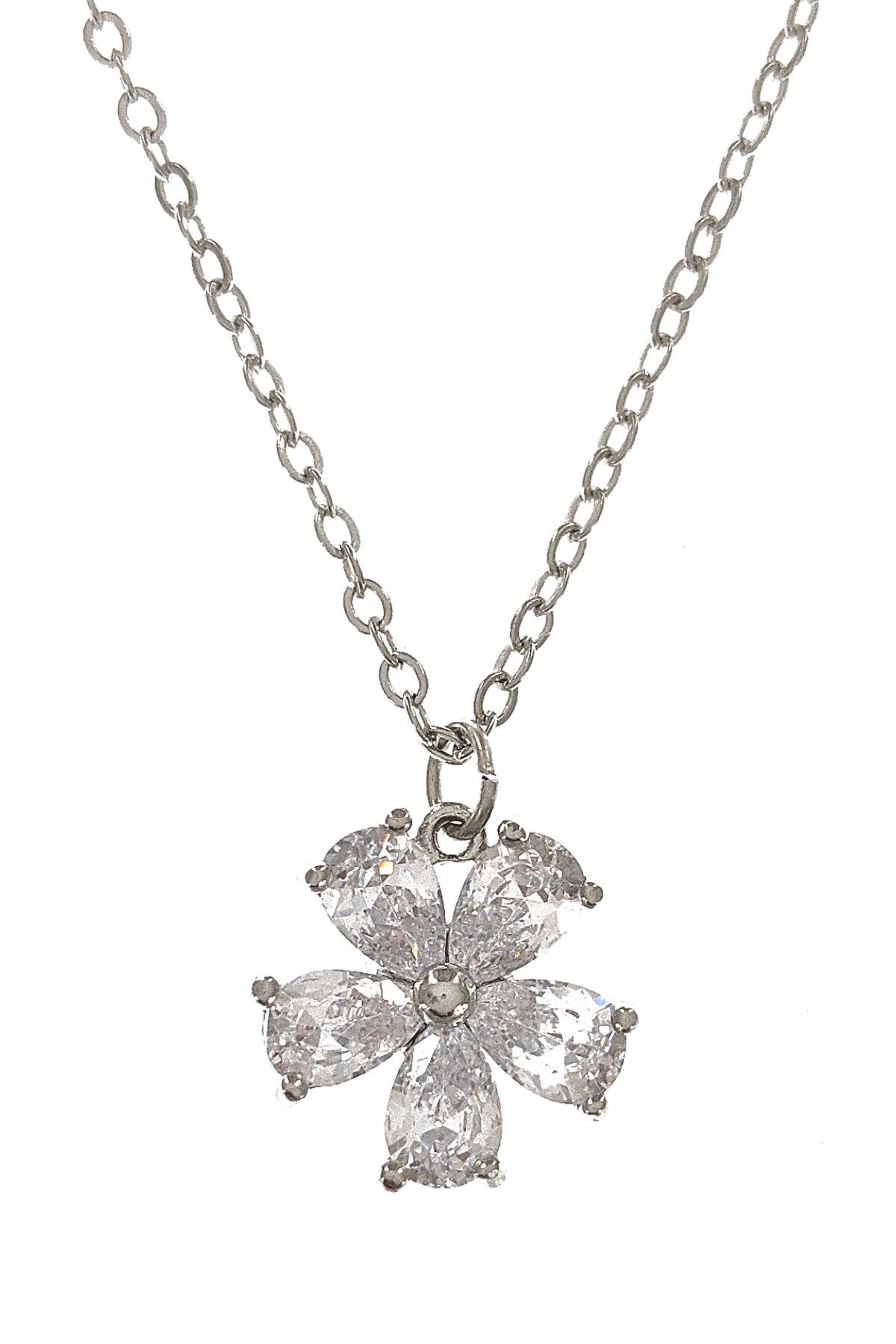 Flower Cubic Zirconia Pendant Necklace